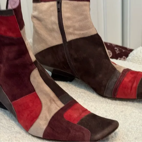 Audley London Soft Suede multi-colored ankle Boots Size 39 / 8.5