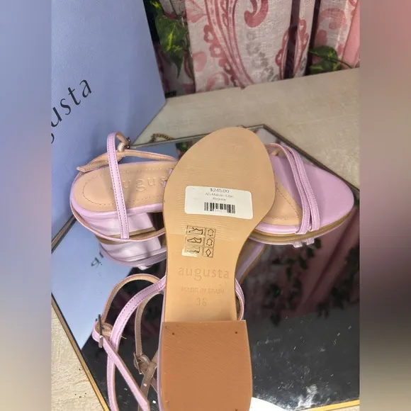 Augusta-Maisie Lilac Lambskin Leather Women’s Heeled Sandals EU 36 US 5.5