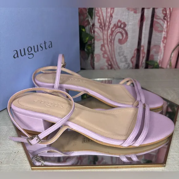Augusta-Maisie Lilac Lambskin Leather Women’s Heeled Sandals EU 36 US 5.5