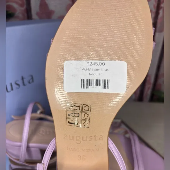 Augusta-Maisie Lilac Lambskin Leather Women’s Heeled Sandals EU 36 US 5.5