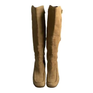 Auquatalia By Marvin K Tan Suede Wedge Tall Boots