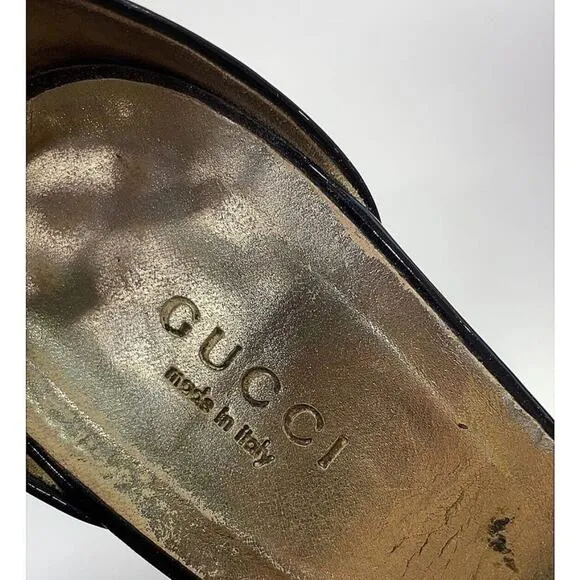 Authentic GUCCI Saddle Soft Tamponato Chocolate Brown Leather Peep Toe Sz 8 $749
