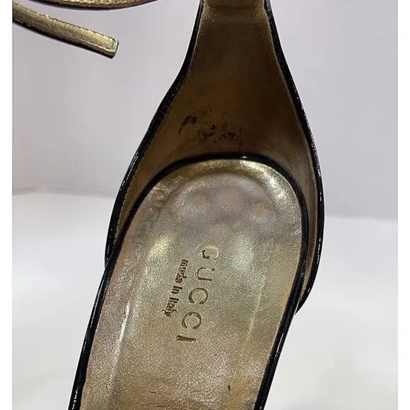 Authentic GUCCI Saddle Soft Tamponato Chocolate Brown Leather Peep Toe Sz 8 $749