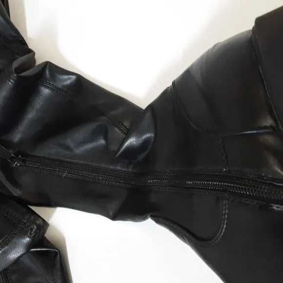 Azalea Wang Eureva Over-The-Knee Boot women 6 vegan leather black retro Y2K