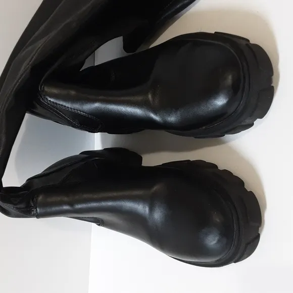 Azalea Wang Eureva Over-The-Knee Boot women 6 vegan leather black retro Y2K