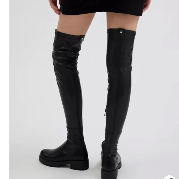 Azalea Wang Eureva Over-The-Knee Boot women 6 vegan leather black retro Y2K