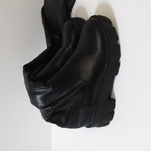 Azalea Wang Eureva Over-The-Knee Boot women 6 vegan leather black retro Y2K