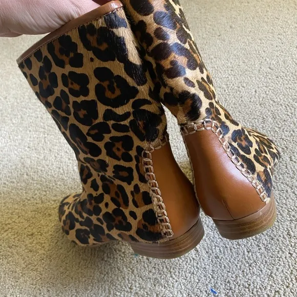 B. Makowsky calf hair leopard print ankle boots mob wife