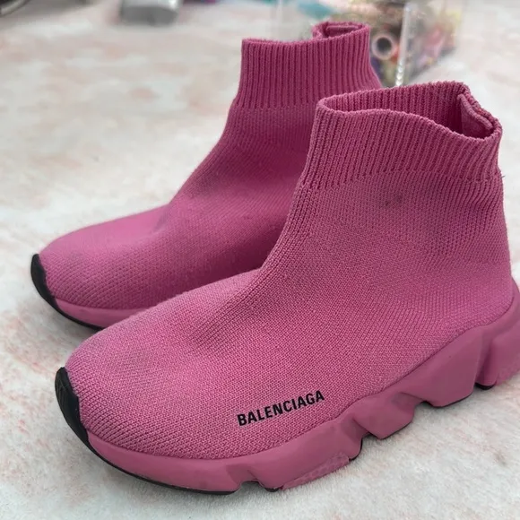 Balenciaga Fuchsia Knit Sneakers
