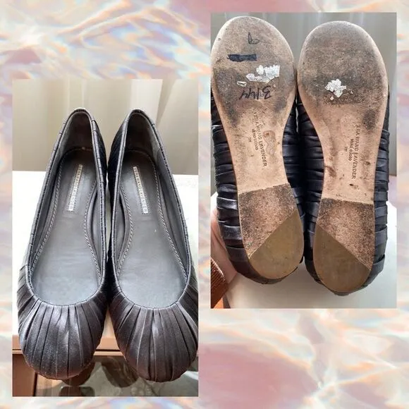 Ballet ore style Vera Wang Lavender flats grey fabric rushed  7 balletcore