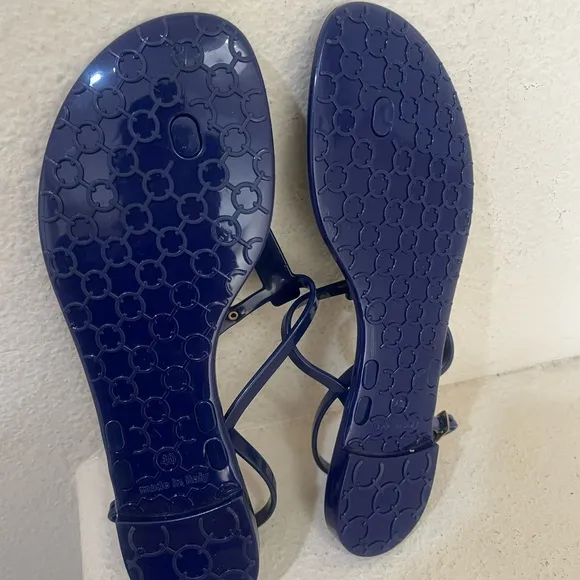 Balmain Blue jelly thong sandals Size 9