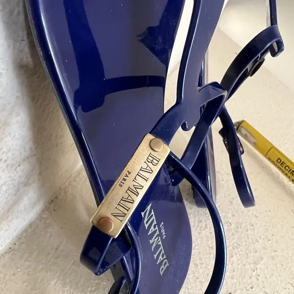 Balmain Blue jelly thong sandals Size 9