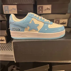 Bape Blue and White Sneakers Classic Low-Top Design