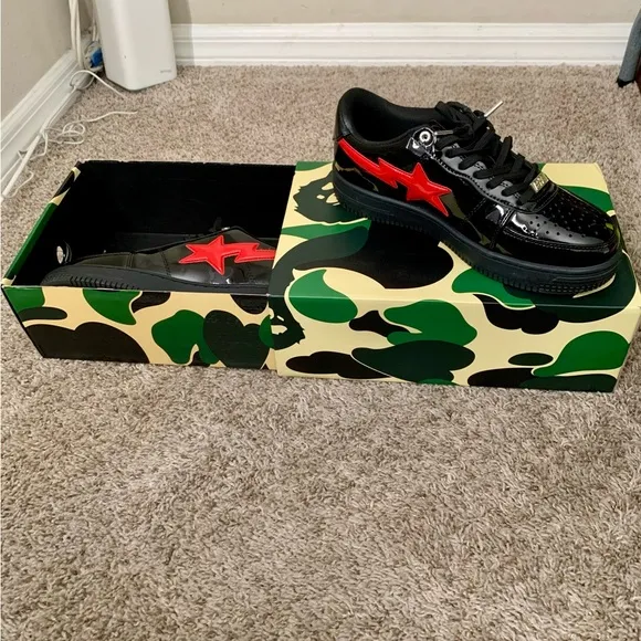 BAPE SHARK FACE Black and Red Sneakers
