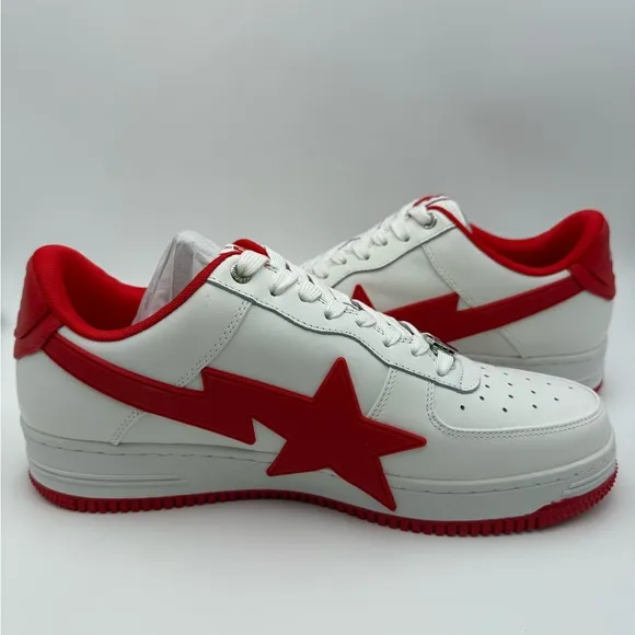 BAPE White and Red Sneakers