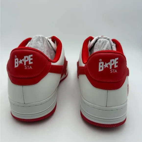 BAPE White and Red Sneakers