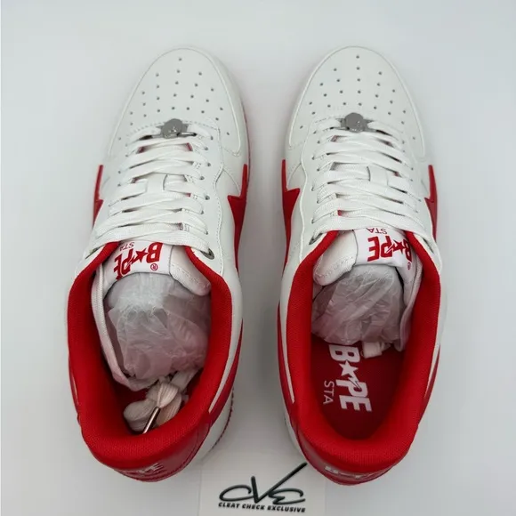 BAPE White and Red Sneakers