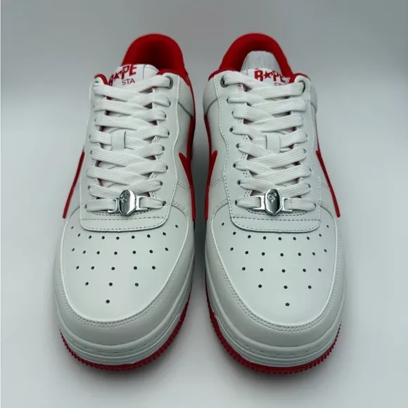 BAPE White and Red Sneakers