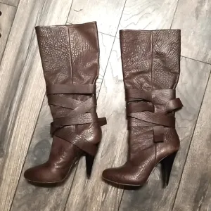 BCBG MAXAZRIA brown leather knee boots