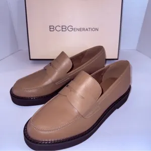 BCBGeneration Luxe Tan Penny Loafers – NWT Comfort   Style Size 9M