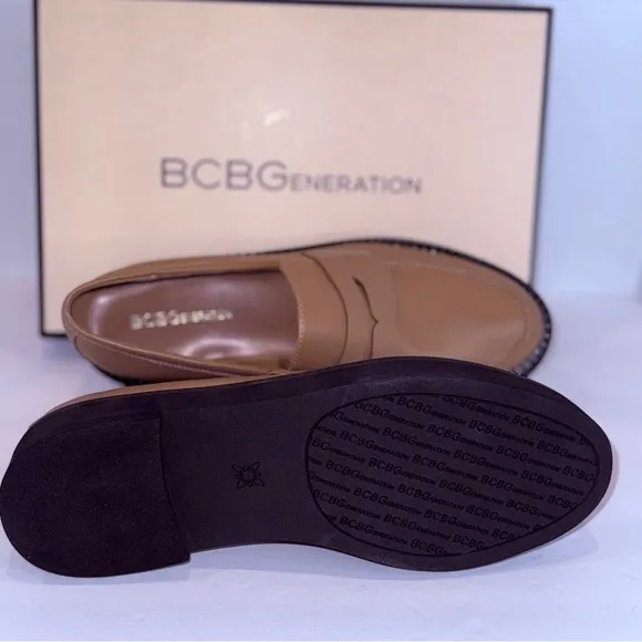 BCBGeneration Luxe Tan Penny Loafers – NWT Comfort   Style Size 9M