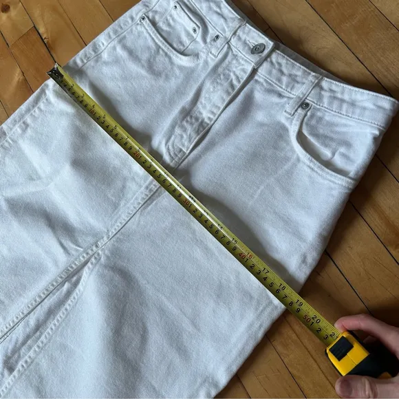 BDG Sz M White Denim Front Slit Midi Skirt