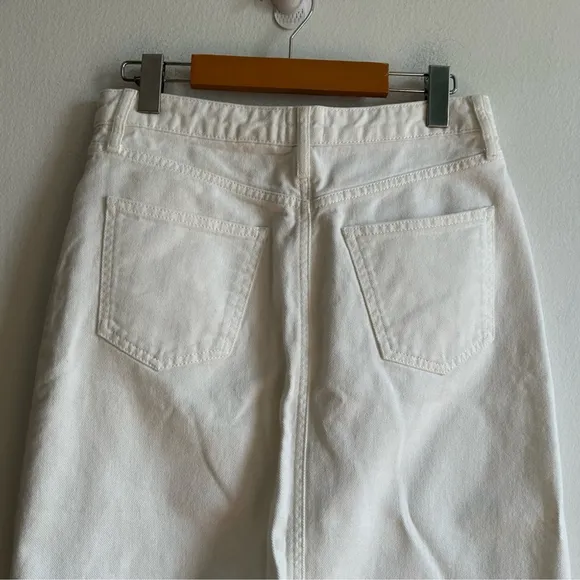 BDG Sz M White Denim Front Slit Midi Skirt