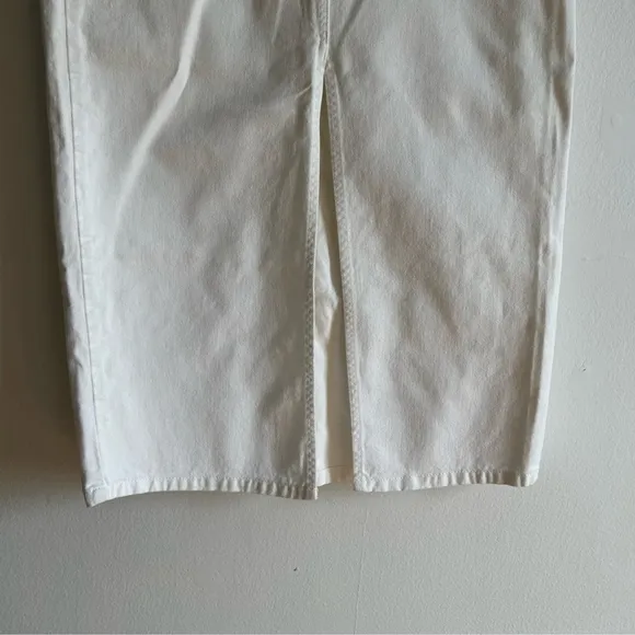 BDG Sz M White Denim Front Slit Midi Skirt