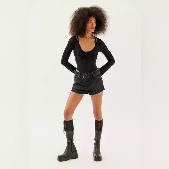 BDG urban outfitters asymmetrical a-line cutoff denim shorts