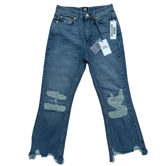 BDG (Urban Outfitters) NWT Denim Midi High Rise Raw Hem Distressed Size 25