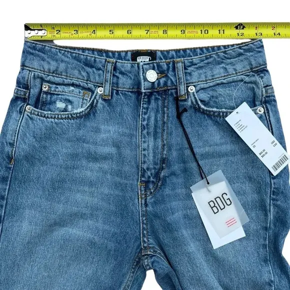 BDG (Urban Outfitters) NWT Denim Midi High Rise Raw Hem Distressed Size 25