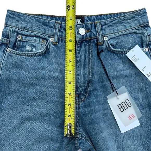 BDG (Urban Outfitters) NWT Denim Midi High Rise Raw Hem Distressed Size 25