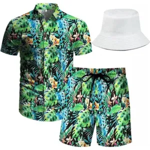 BEACH Outfit Matching Shirts Shorts Men's Green