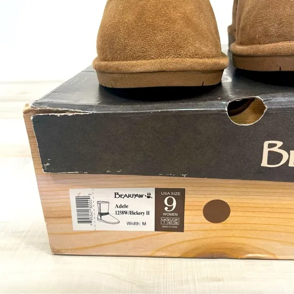 Bearpaw NWT Adele Hickory Suede Fleece Lined Snow Boots Sz 9 Leather Sherpa