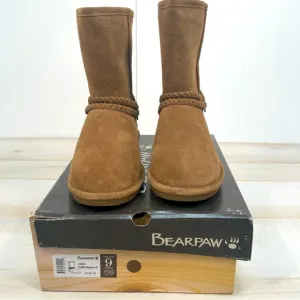 Bearpaw NWT Adele Hickory Suede Fleece Lined Snow Boots Sz 9 Leather Sherpa