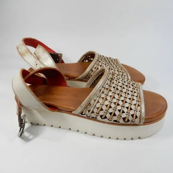 BED STU Brisa Platform Sandals Size 7 Nectar Lux Leather Ankle Strap EUC
