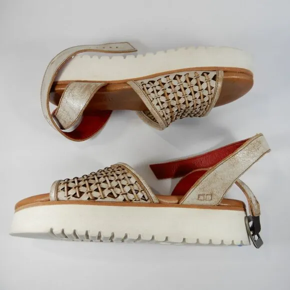 BED STU Brisa Platform Sandals Size 7 Nectar Lux Leather Ankle Strap EUC