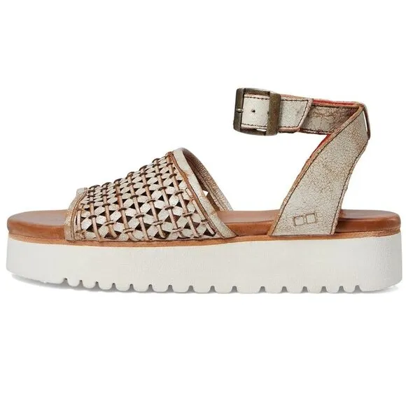 BED STU Brisa Platform Sandals Size 7 Nectar Lux Leather Ankle Strap EUC