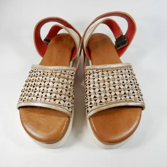 BED STU Brisa Platform Sandals Size 7 Nectar Lux Leather Ankle Strap EUC
