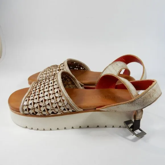BED STU Brisa Platform Sandals Size 7 Nectar Lux Leather Ankle Strap EUC