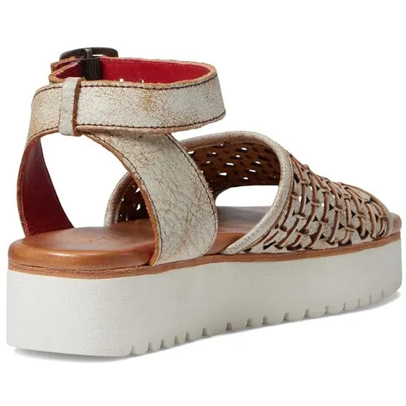 BED STU Brisa Platform Sandals Size 7 Nectar Lux Leather Ankle Strap EUC