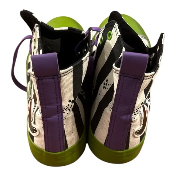 BEETLEJUICE Striped Sneakers with Green and Purple Accents