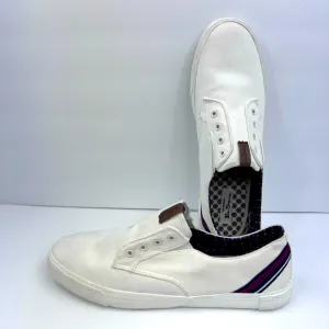 BEN SHERMAN,PERCY LACELESS WHITE TEXTILE LOAFERS,BLUE JEANS COLOR,SIZE 11.5 MENS