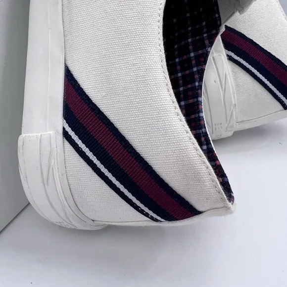 BEN SHERMAN,PERCY LACELESS WHITE TEXTILE LOAFERS,BLUE JEANS COLOR,SIZE 11.5 MENS