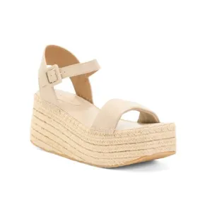 BERNARDO clay Made In Brazil Leather Mallorca Wedge Sandals