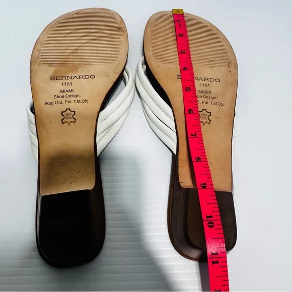 Bernardo Miami Demi White Leather Heel Sandals Size 11