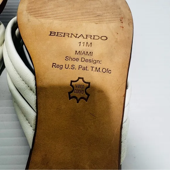 Bernardo Miami Demi White Leather Heel Sandals Size 11