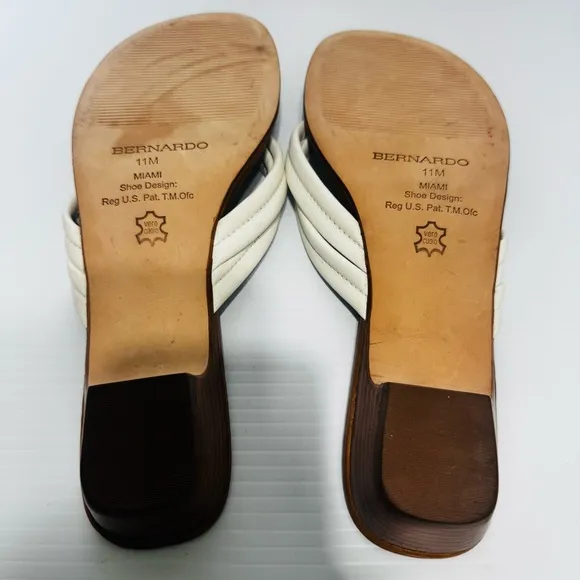 Bernardo Miami Demi White Leather Heel Sandals Size 11