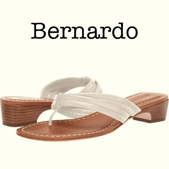 Bernardo Miami Demi White Leather Heel Sandals Size 11