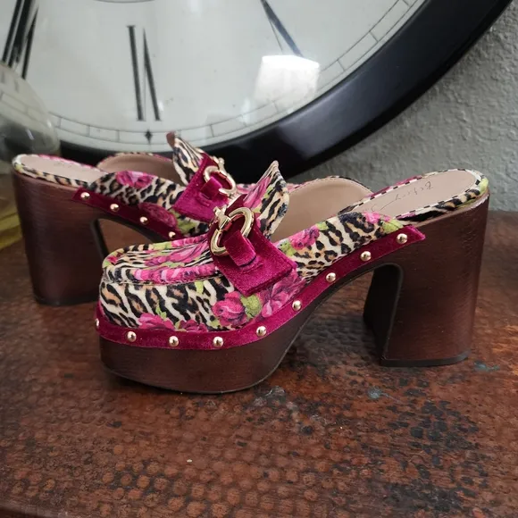 Betsey Johnson Aydin Printed Velvet Platform Clog